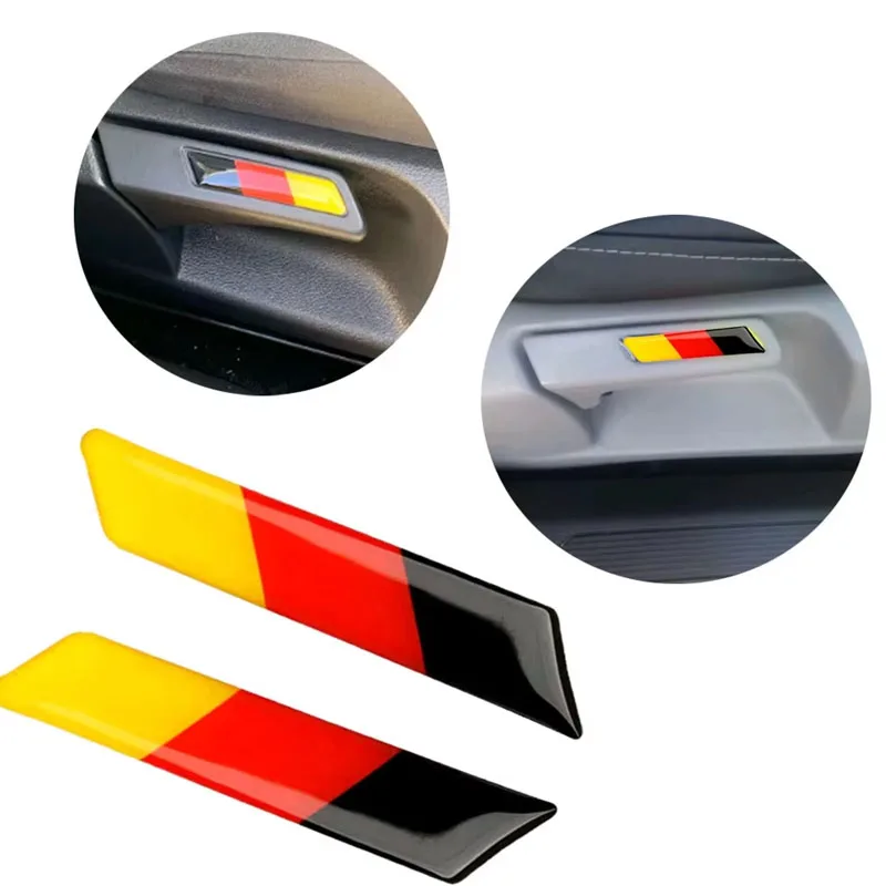 

2 шт., значок с немецким флагом, подъемный ключ, ручка, наклейки на сиденье, подходят для Volkswagen Golf5 6 MK5 MK6 GTI, декоративные наклейки в стиле