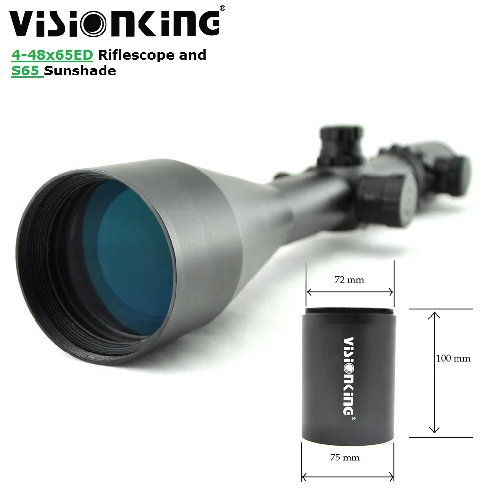 Visionking 4-48x65ED Top Quality Hunting Riflescope Wide Field Of View Super Shockproof Rifle Scope W/ Aluminum Sunshade Hoods