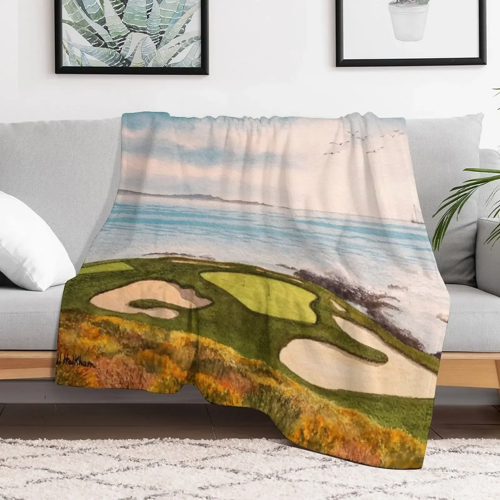 

Pebble Beach Golf Course Signature Hole 7 Throw Blanket Sofas Blankets For Baby Stuffeds Blankets