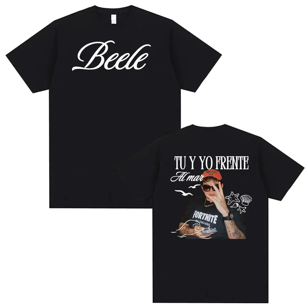 

Рэпер Beele Tu Y Yo Frente Tour Футболка с графическим рисунком Мужчины Женщины Модные трендовые футболки с коротким рукавом Футболка большого размера Уличная одежда