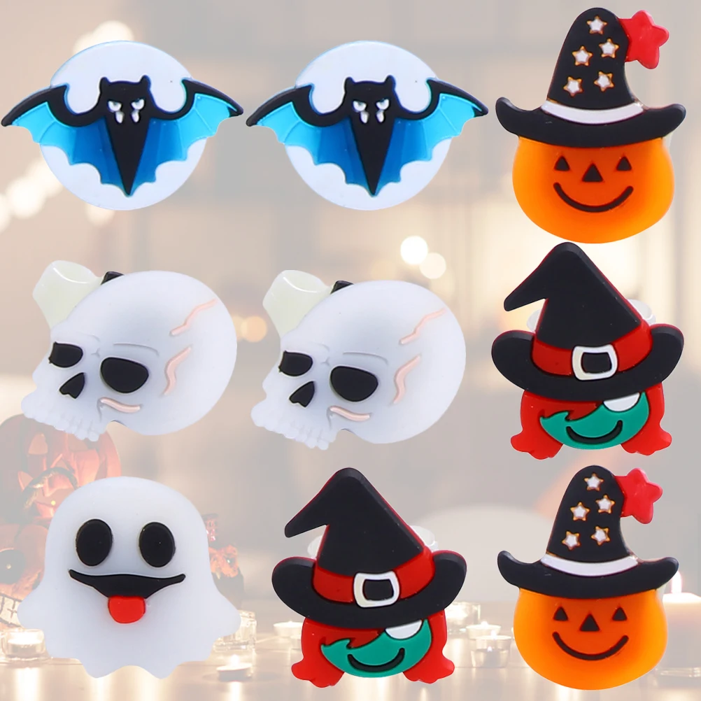 

9pcs PVC Glow Rings Soft Decorative Toy Finger Rings Halloween Shiny Kids Safe Plastic Assorted Color Beauty