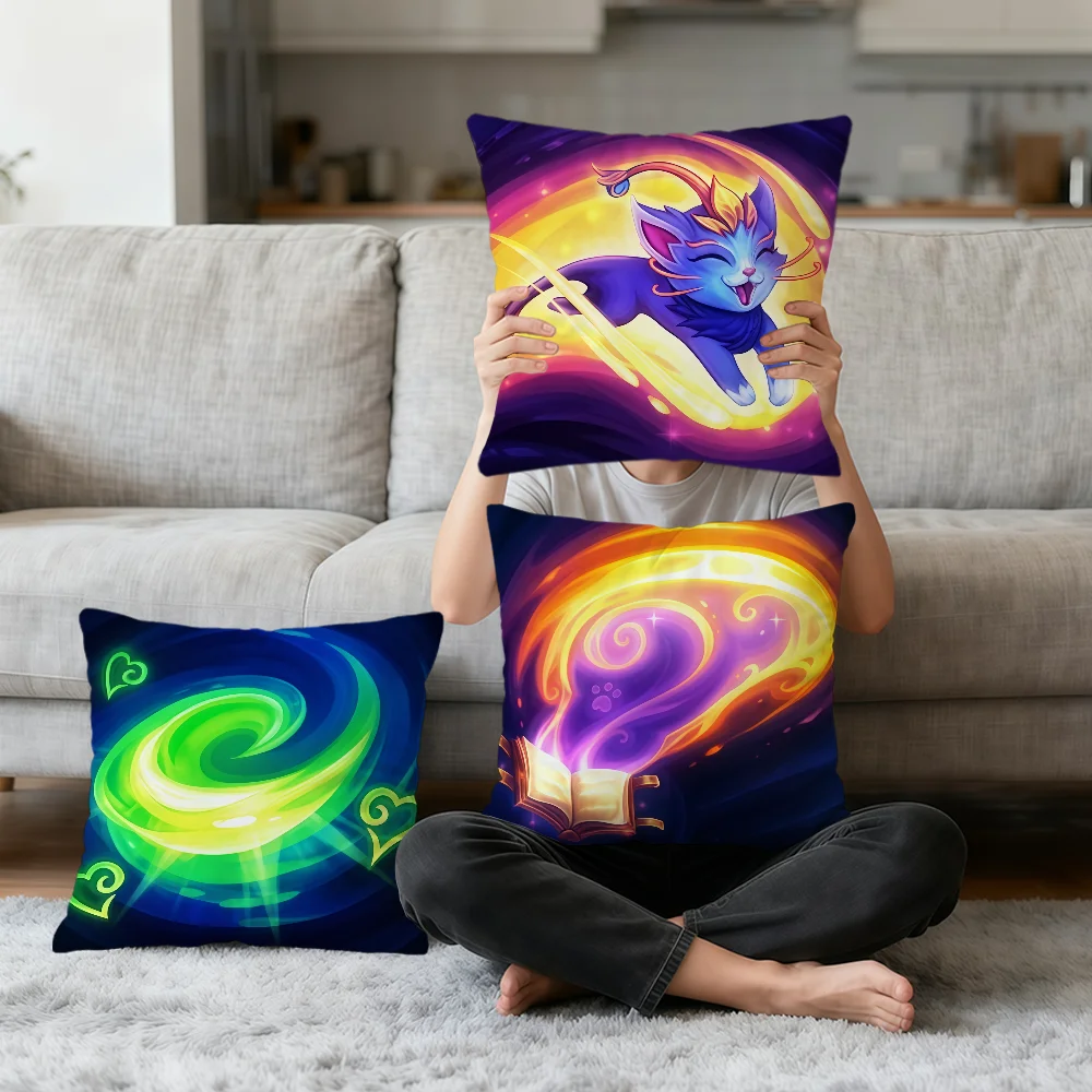 Yuumi juego divertido arte habilidad iconos funda de almohada suave para sofá hogar sala de estar L-lol decoración de cabecera funda de almohada regalo fiesta hogar
