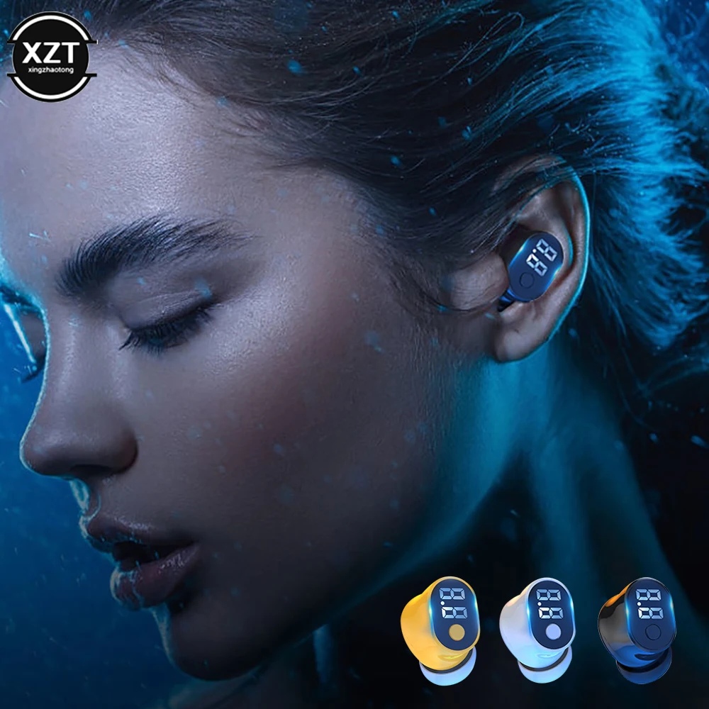 Q7 Mini Single Earphones Power Display Bluetooth 5.2 Headphones TWS Wireless Headset with Microphone Voice Assistant Headphone