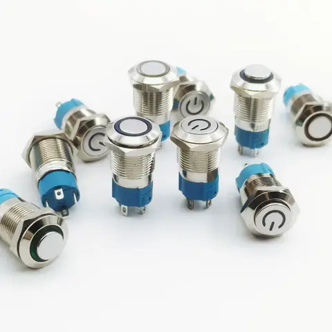 12 mm vattentät metall tryckknappsbrytare 3V 5V 6V 12V 24V 36V 48V 220V LED-ljus momentant låsande bilmotor PC strömbrytare 10 best sales knapplampa - №9