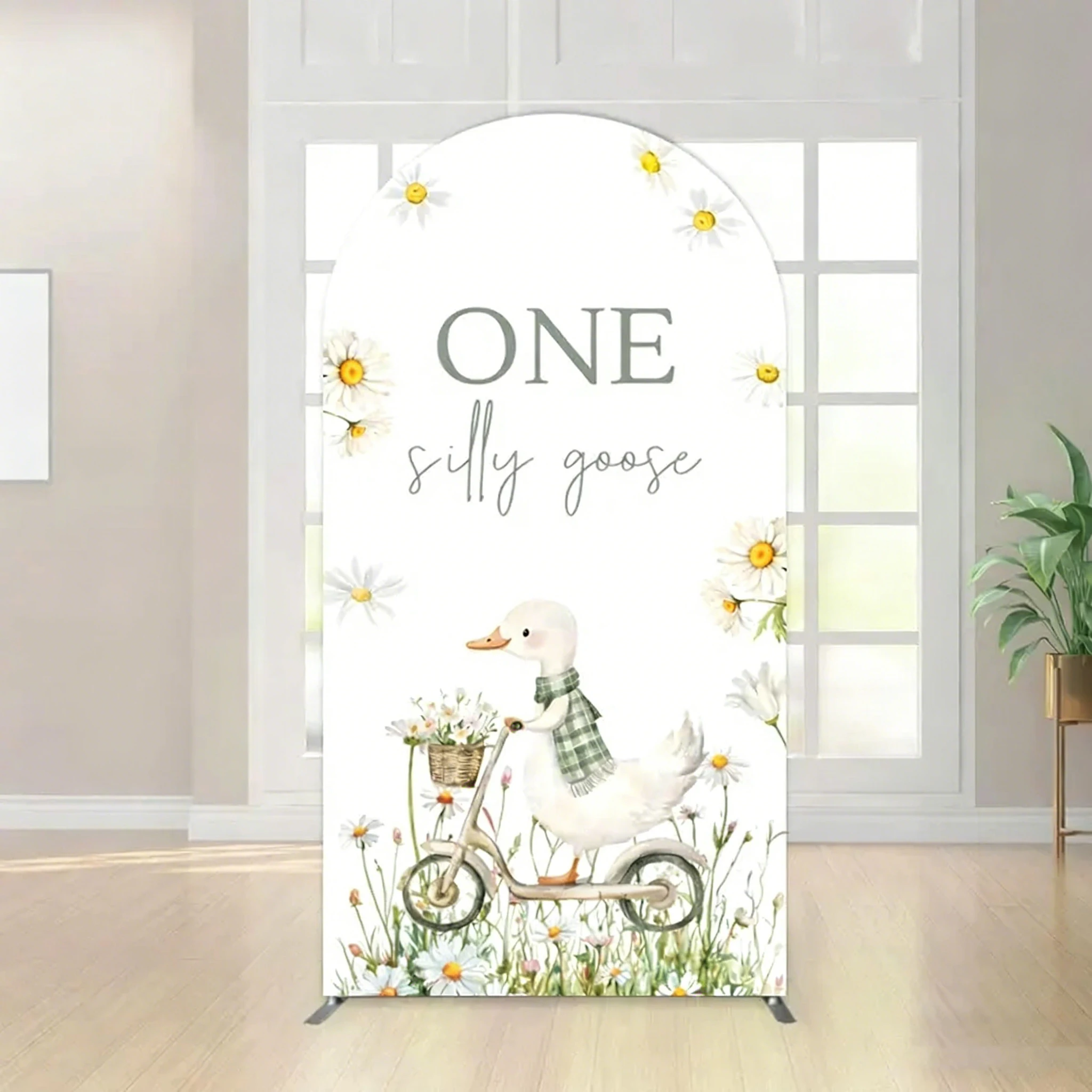 LS Custom 2-Sided Silly Goose Green Grid Bow Girls Birthday Party Baby Shower Cover Chiara Arch Background Decor Backdrop