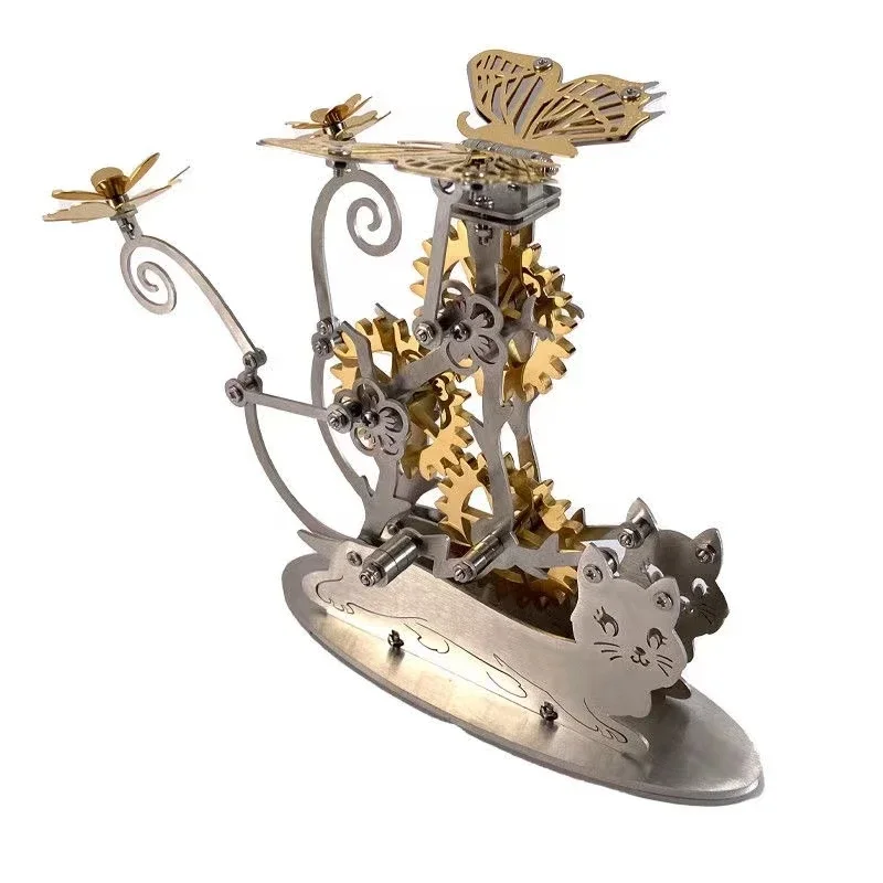 3D Puzzles Butterfly Metal Model Kit Dream Of The Cat Butterfly Steampunk Mechanical Assembly DIY Jigsaw Gift