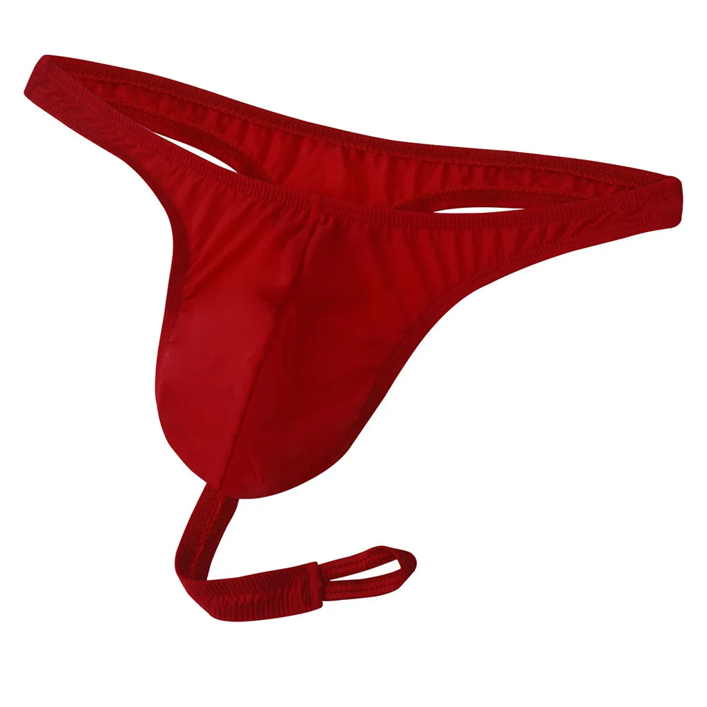 Men's Underwear Panties Semi-transparent Ice Silk Low Waisted Rope Covered Thongs Youth Fashion T-back Underpants