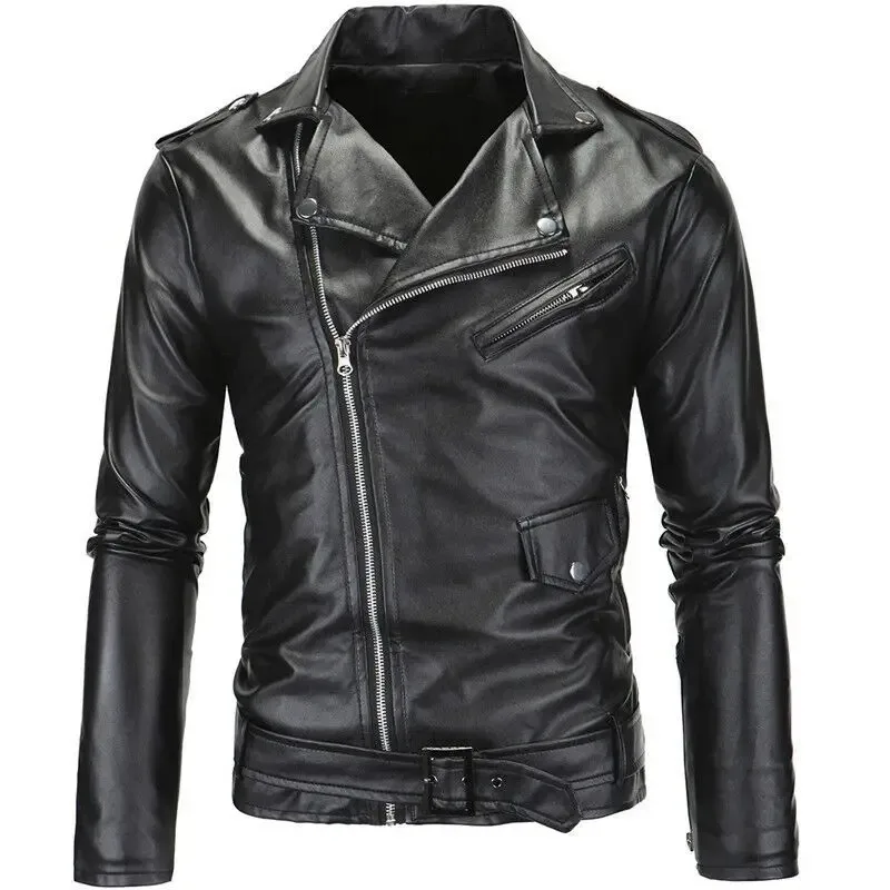 

2023 Spring Autumn Plush New Leisure Fashion Men Leather Coat Slimming Coat Motorcycle Men Wear