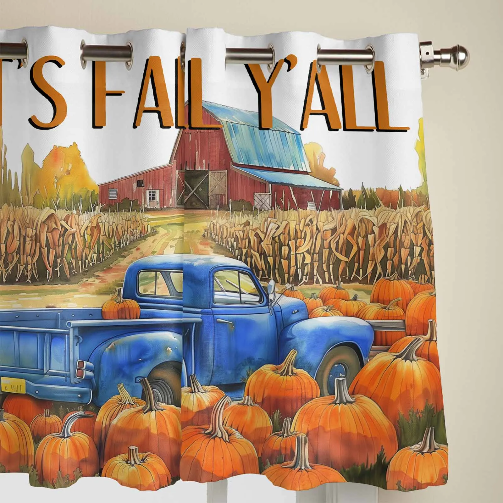 Pumpkin Truck Farm Window Curtains Printing Curtains for Living Room Modern Design Bedroom Decor Drapes