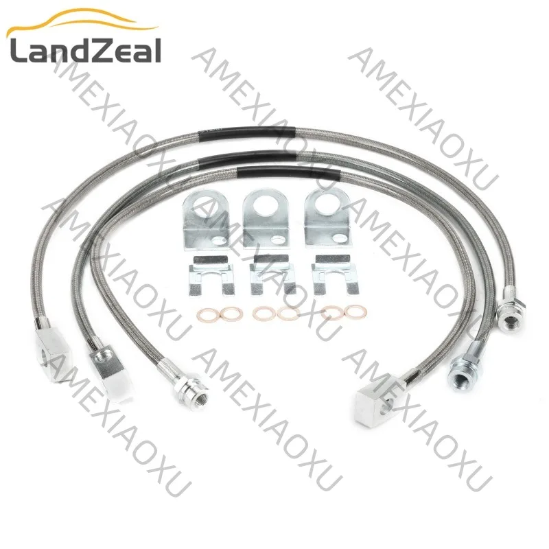 

89715 Car Extended Stainless Brake Line Hose Front and Rear Extended for Jeep Cherokee XJ 1984-2001 Wrangler TJ 1997-2006