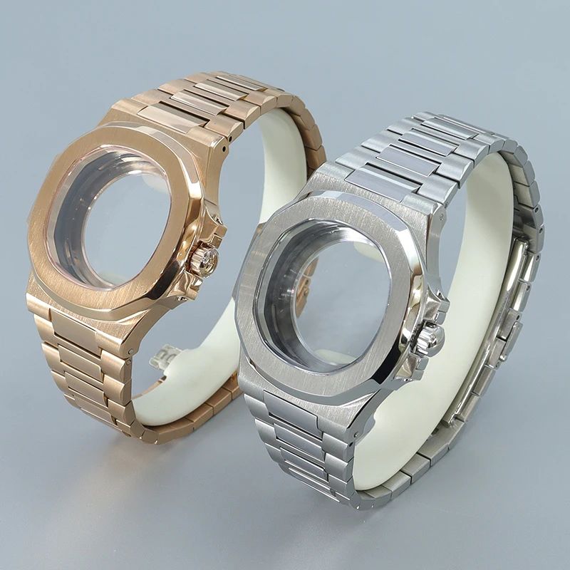 40mm caixa de relógio pulseira vidro safira para nh35 nh36 nh34 nh38 nh72 movimento prata/preto/ouro rosa casos 30.8mm dial mod nautilus