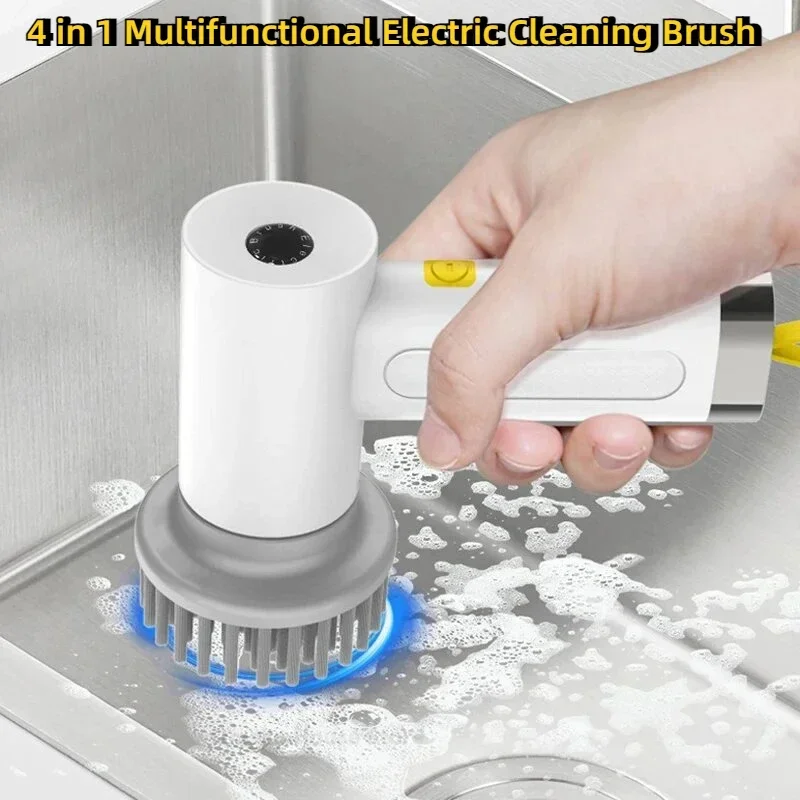 

4 in 1 Multifunctional Electric Cleaning Brush Household Rotary Scrubber for Kitchen Window Glass Cleaning Tool Supplies