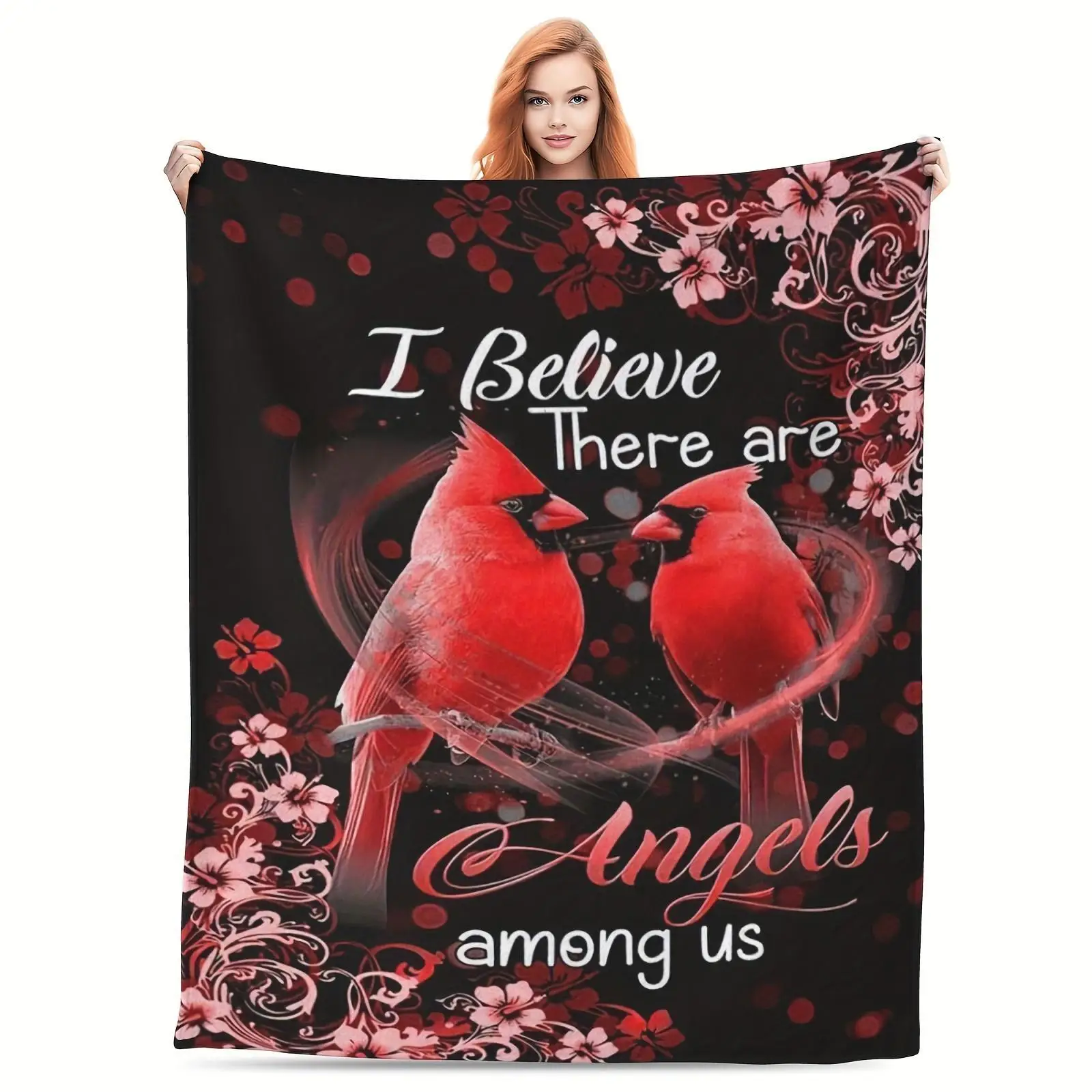 Cardinals Blanket - Winter Warm Wool Blanket Gift American Robin  Suitable for Girls Boys Adults Sofa Beds To Animal Lover