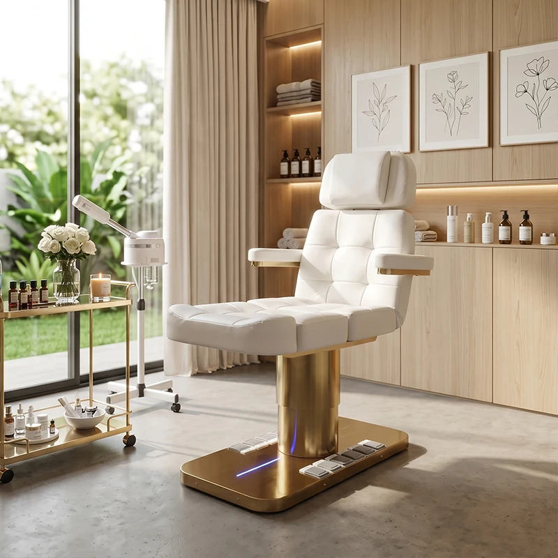Elektrisch verstellbare Kosmetikliege mit mehreren Motoren für Salon und Spa, höhenverstellbare Schönheitspflege-Ausrüstung für Geschäftswachstum – Detail 10