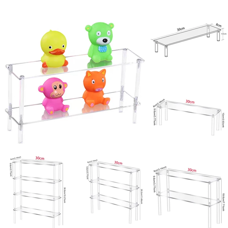 

Transparent Acrylic Vertical Display Rack For Collectibles, 1-4 Tier Trapezoidal Storage Rack For Blind Box Toys, Action Figures