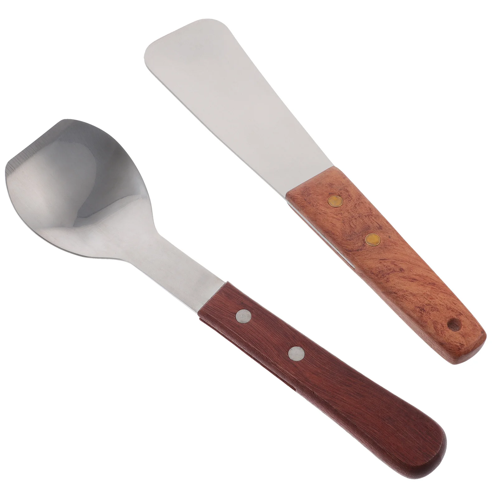 

2 Pcs Spoon Ice Cream Shovel Wooden Handle Stainless Steel Kitchen Ball-digger Multifunctional Dessert Practical