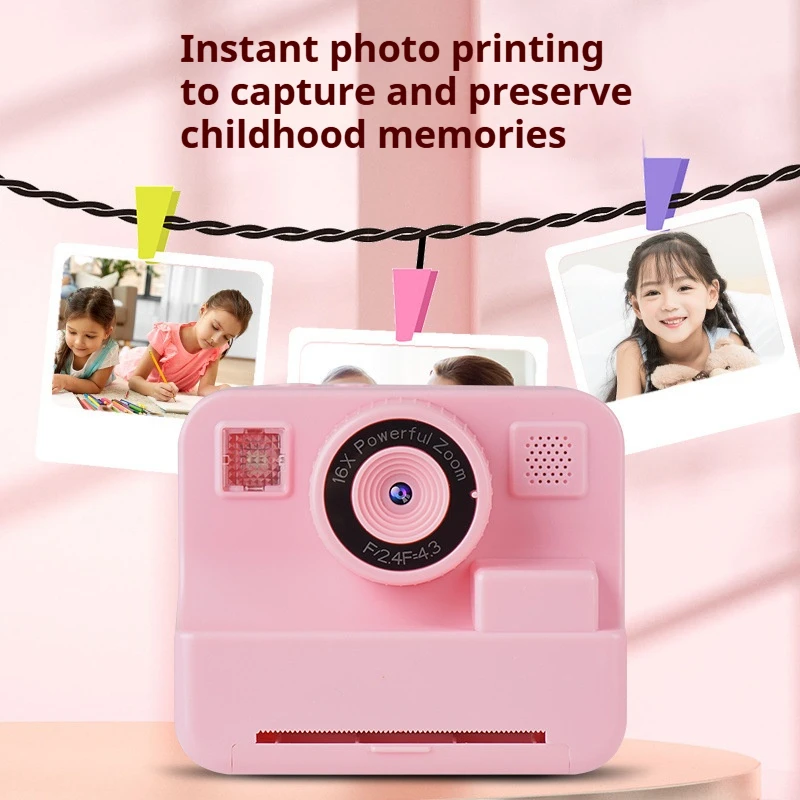 Retro Kids Print Camera Thermal Paper Print Instant Print Camera HD Photo Print Video Outdoor Print Camera Kids Photography