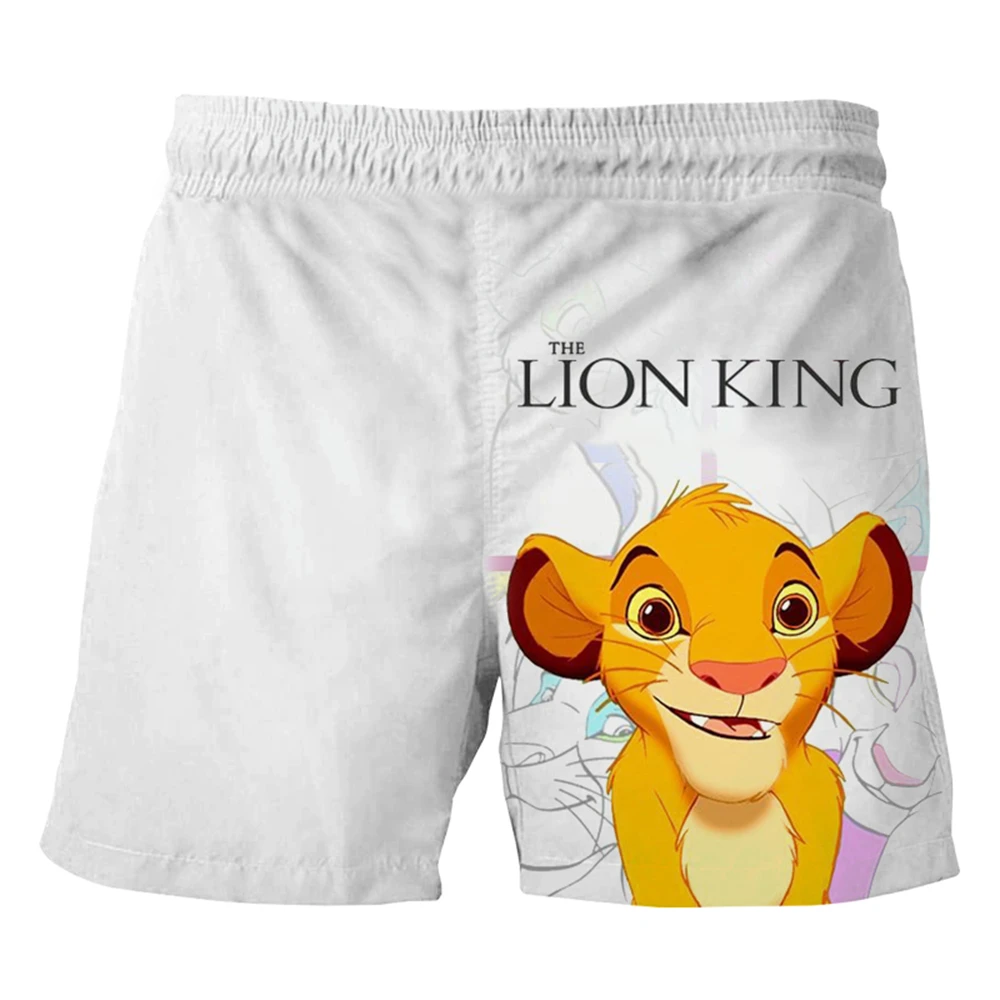 MINISO New Beach Shorts Cartoon Anime The Lion King 3D Print Men Women Fashion Casual Board Shorts Kids Trunks Swimwear Clothing