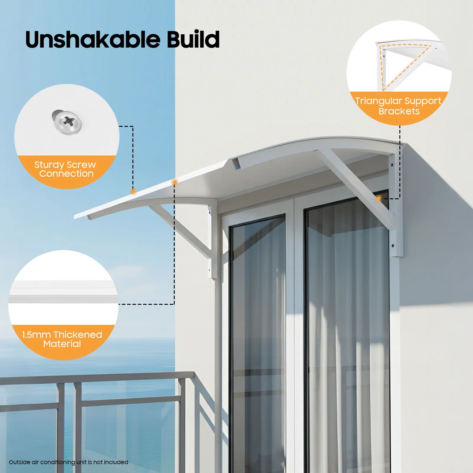 

BYMAOCAR Air Conditioner Cover Awning,Wall-Mounted Air Conditioning Sun Shade with Bracket,Dustproof Waterproof Outdoor Window