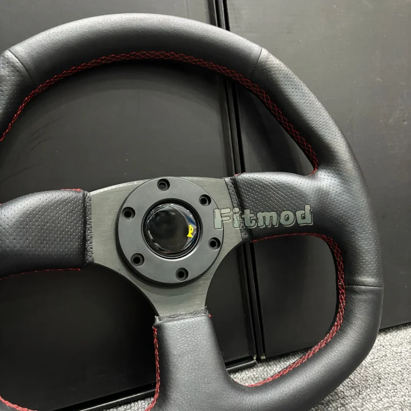 JDM 13.5 inch 340mm D-shaped flat red stitched racing car drift steering wheel, suitable for gaming and simulation PCD70MM view 4
