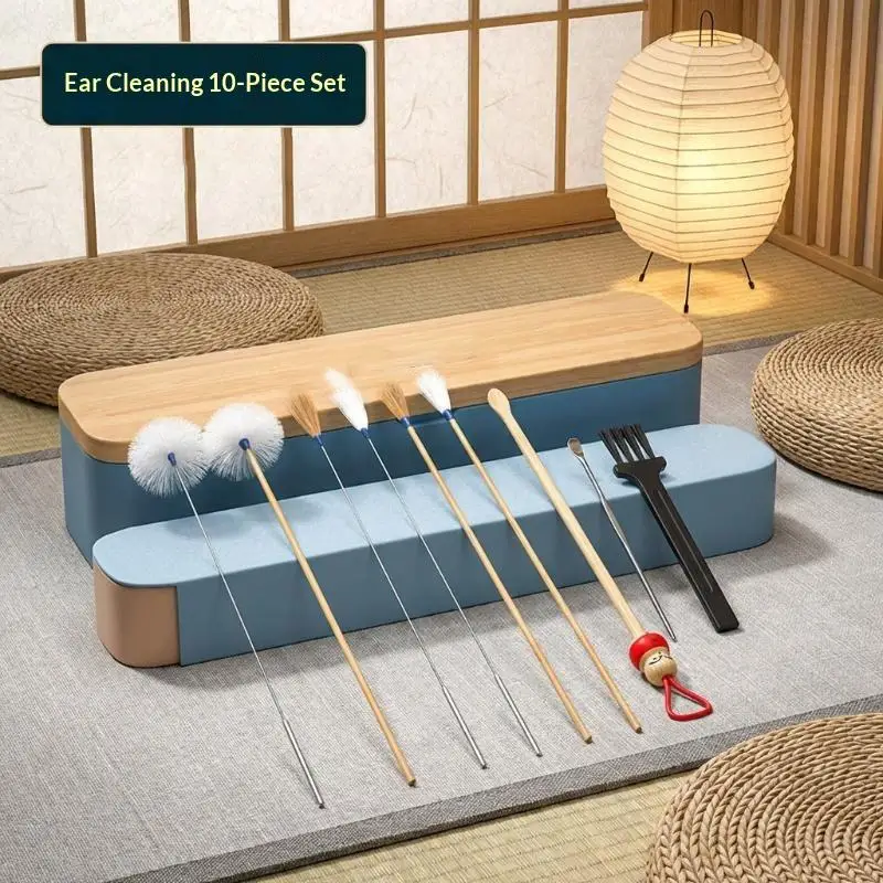2/7/8/10 PCS Professional Ear Cleaning Tool Kit With Soft Goose Feather Tips Portable Box For Home Ear Care Relaxing Massage