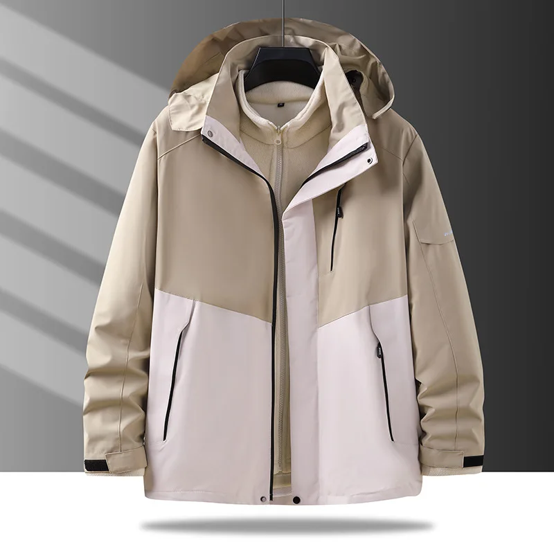 New Arrival Suepr Large Winter Men's Stand Up Collar Hooded Detachable Padded Jacket Two-piece Set Plus Size S-5XL 6XL 7XL 8XL