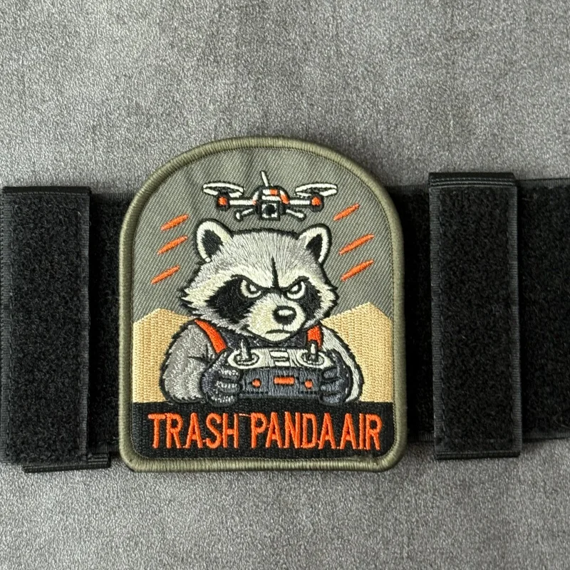 Tactical Trash Panda  FPV Drone Pilot Embroidery Patch Hook Loop Frog Morale Badges Patches Clothing Backpack
