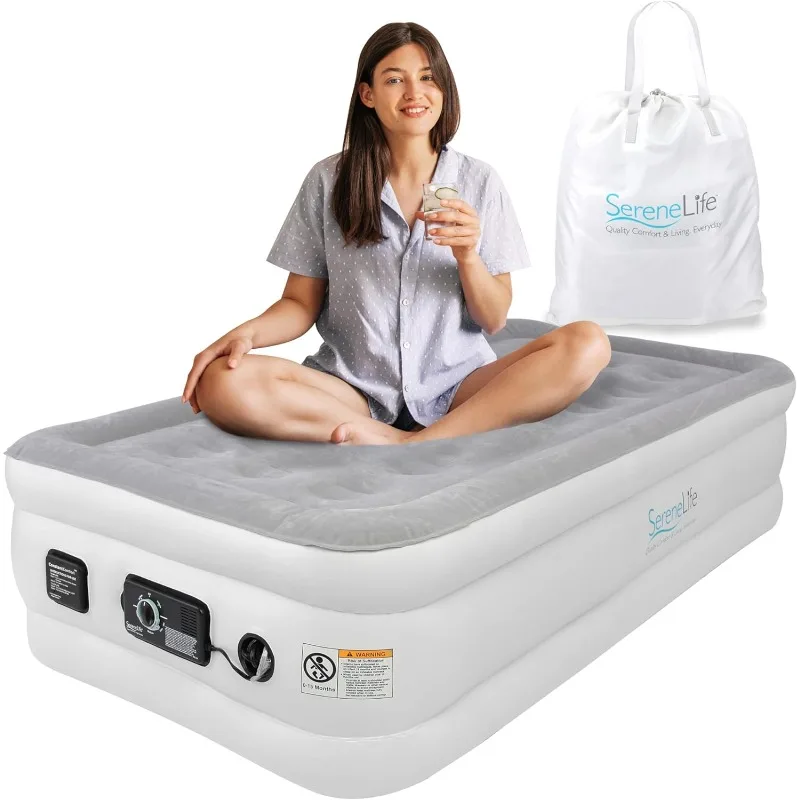 

Роскошный двухместный надувной матрас со встроенным высокоскоростным насосом, регулируемыми уровнями прочности, прочная поддержка позвоночника, 18 дюймов