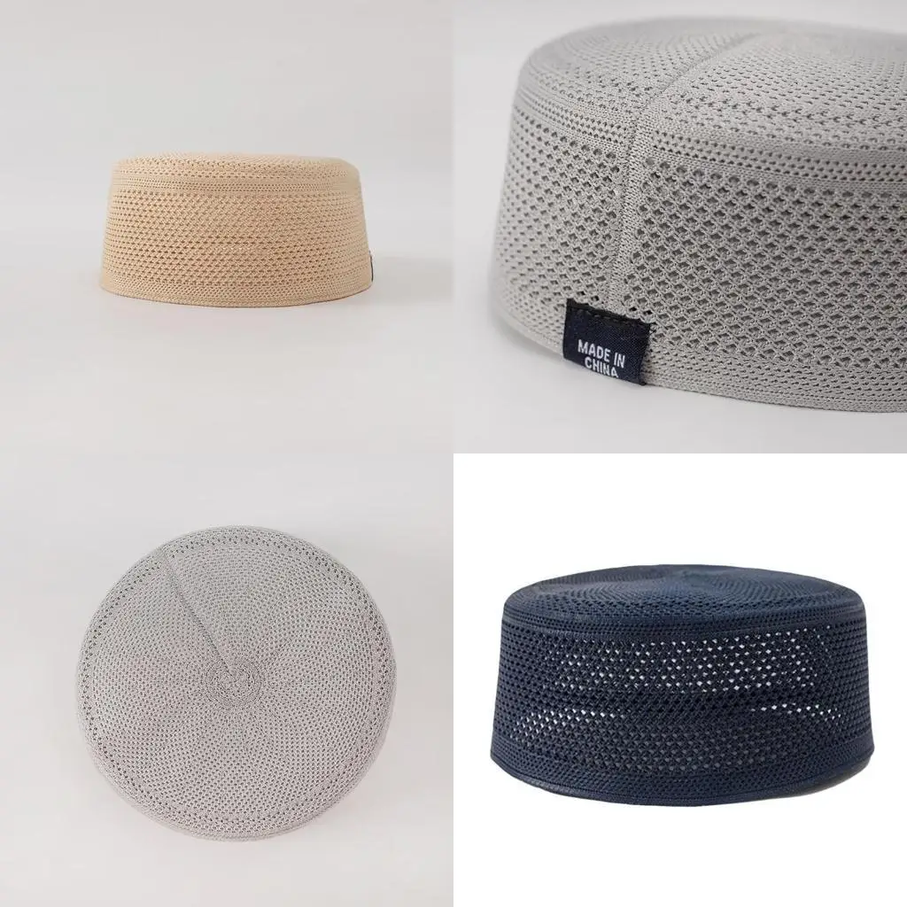 

652F Adult Men Knitting Abaya Prayer Hat Traditional Indian Round Hat Turban Caps