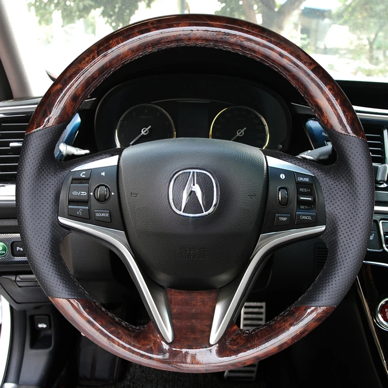 

hand-stitched high-quality imitation peach wood grain steering wheel cover for Acura CRD TLX-L MDX special handle