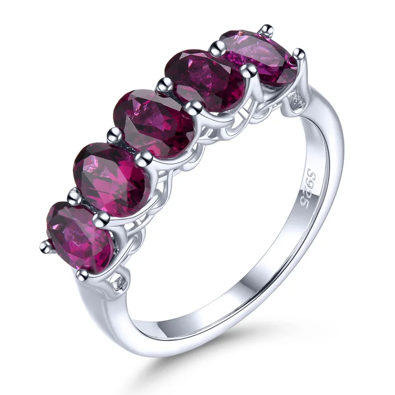 

Natural Rhodolite Garnet Solid Sterling Silver Rings 2.8 Carats Genuine Gemstone Rose Garnet Women Exquisite Style Wedding Gift