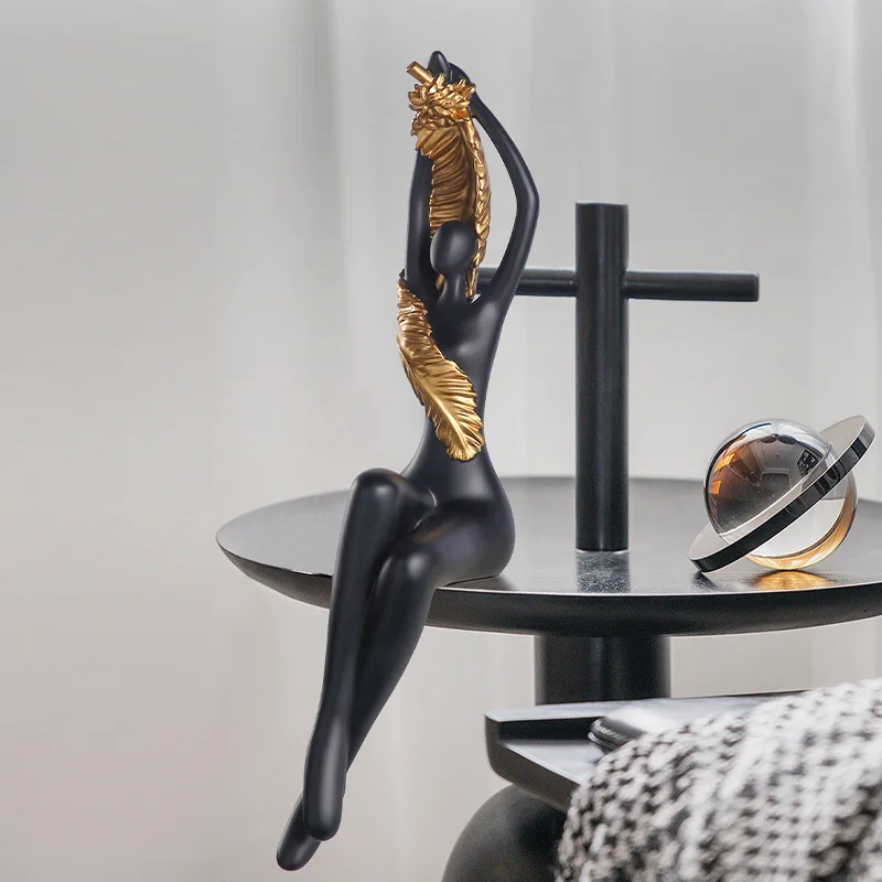 Morden Character Figurines Unique Creative Art Sitting Posture Figurine Entrance Luxury Ornaments Home Cabinet Table Decoration