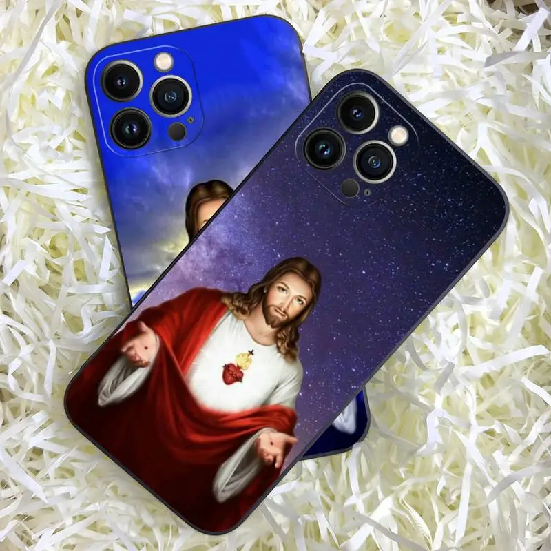 Divine Mercy Jesus Cross Phone Case For Iphone 14 Pro Max 12 13 11 Mini Xs X Xr 7 8 6 Plus Se 2020 Black Soft Silicone Cover