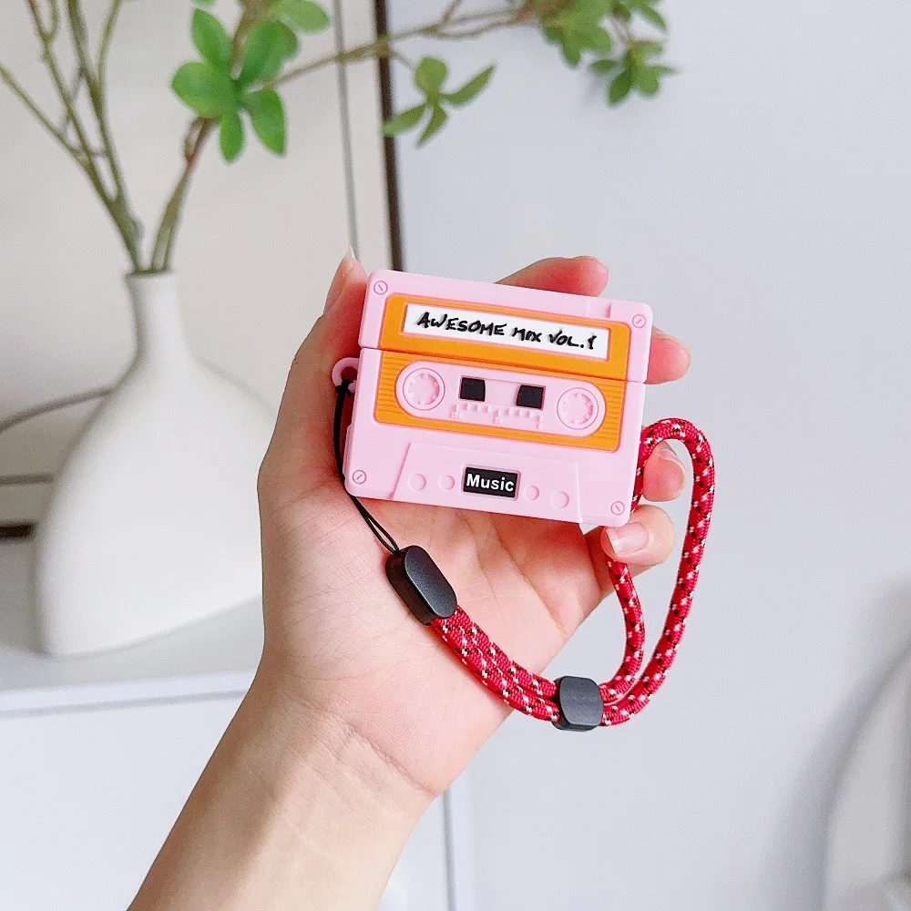 Protective Case for Airpods Pro 2nd Gen Case with Lanyard Funny Classic Tape Style 3D Design for Airpods Pro 2 Gen Case Cover