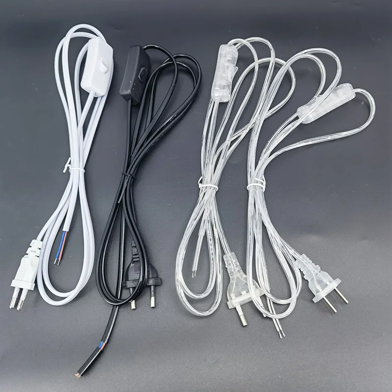 1.8m AC Power Supply Cord on-off Switch Two-pin Extension Cords Cable Type Adapter Line For LED Light lamp EU US Plug u