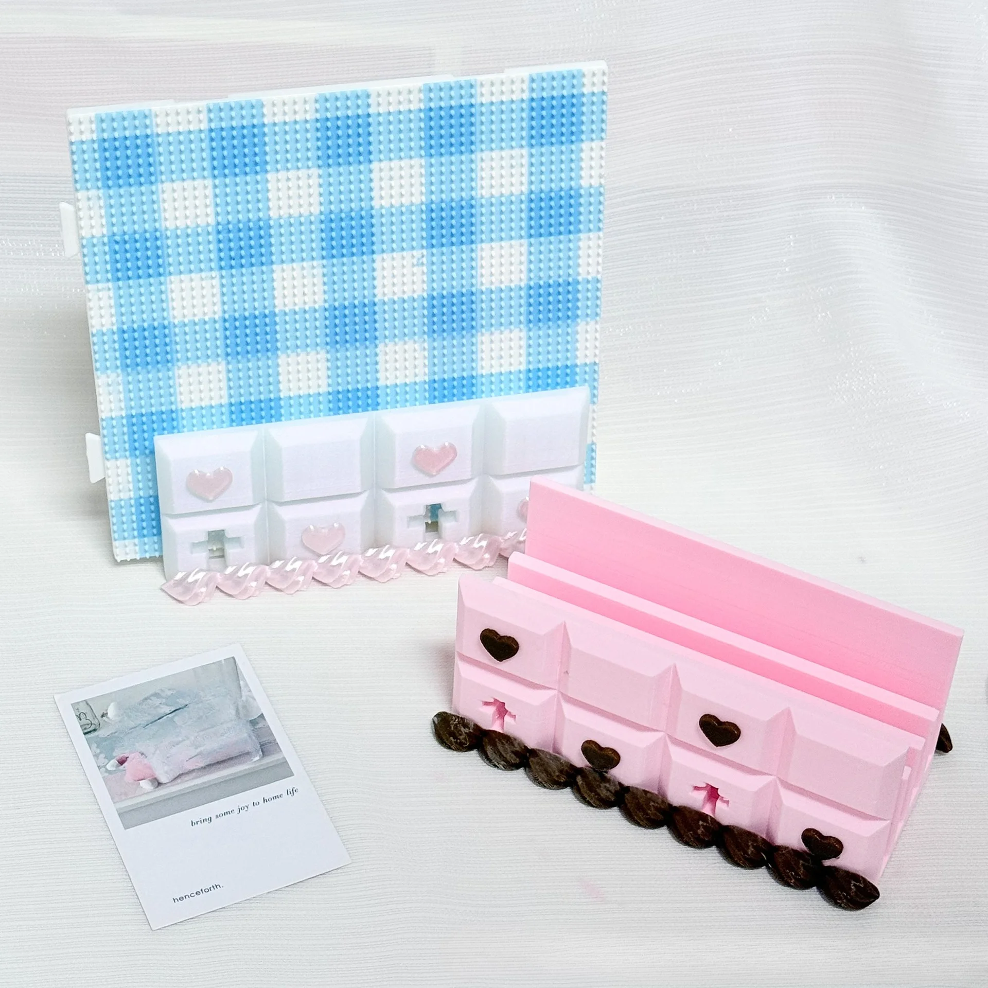 Kawaii 3D Printed Heart Drawer Storage Rack Pastel Pink White Desktop Organizer Guka Stationery Hairpin Jewelry Girl Table Decor