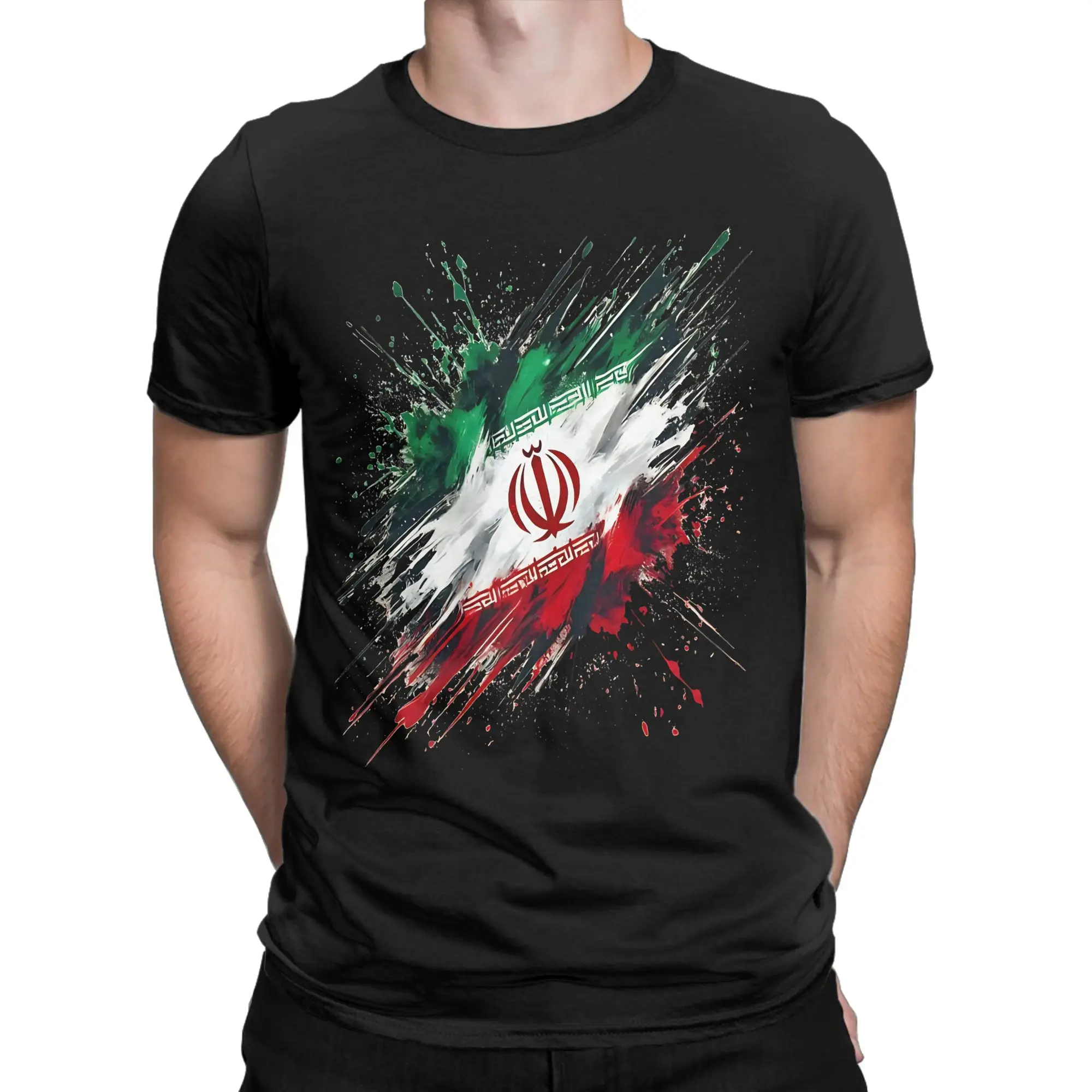 Harajuku T Shirt Beach Iran Flag Fusion- Bold National Pride  Novelty T Shirts  Cotton Tee Shirt for Men Hot Sale Clothes