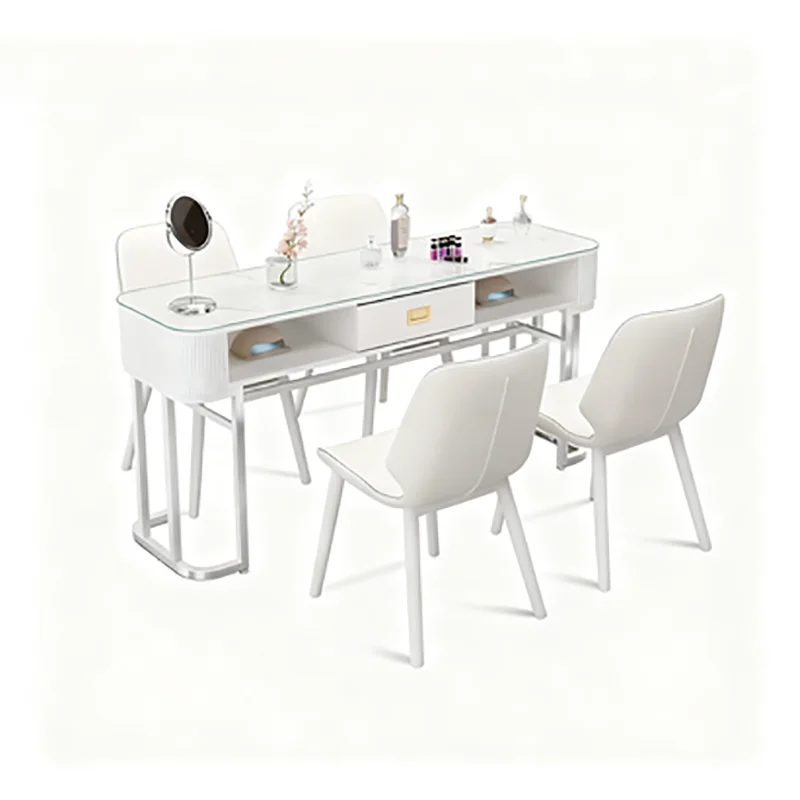 American Minimalist Nail Desk Classic Aesthetic Elegant Chic Nail Desk Sturdy Textured Table Ongle Manucure Salon Furniture