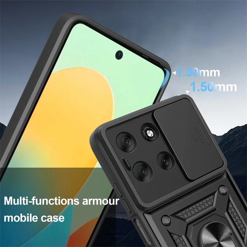 Rüstung Fall Für Motorola Moto G56 G86 5G G15 G35 G55 G75 G85 G04 G24 G54 G84 E14 E15 Objektiv schützen Abdeckung Ring Ständer Halter Fundas – Detail 6