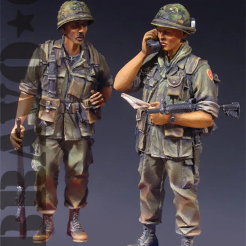 Kit de figura de resina de personaje a escala 1/35, soldado de los EE. UU. De La Guerra de Vietnam, estatuilla para 2 personas, juguetes en miniatura sin montar sin pintar