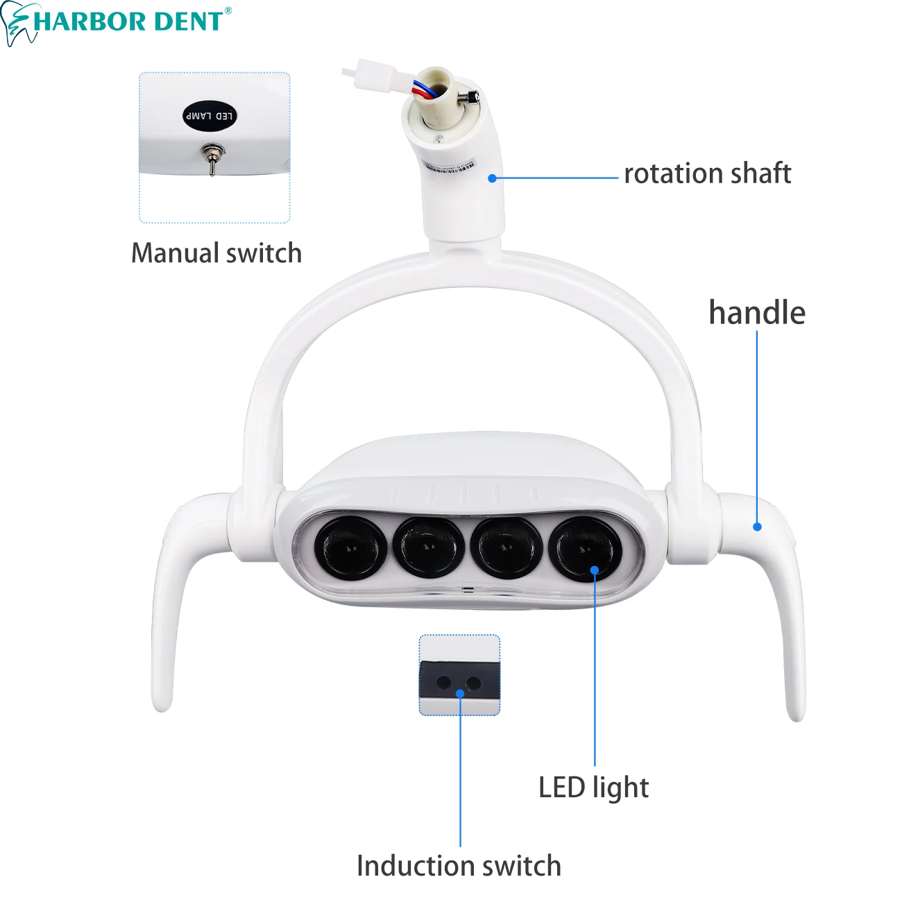 Dental indukcyjna lampa operacyjna Dental 4 LED lampa do jamy ustnej do urządzeń dentystycznych sprzęt do krzeseł wybielanie zębów narzędzia do