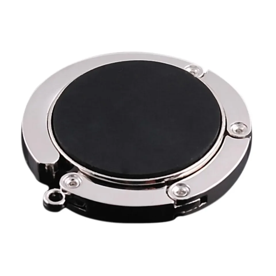 1pc compact foldable crystal-accented alloy handbag hanger for tabletop use lightweight durable carbon steel construction ergono