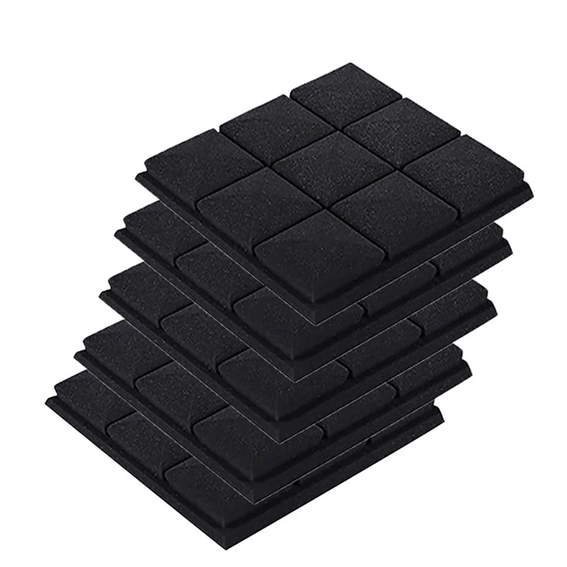 Acoustic Foam Panels, 5 Pack 30x30x5cm Mushroom Studio Wedge Tiles, Sound Panels Sound Proof Foam Panels,Black