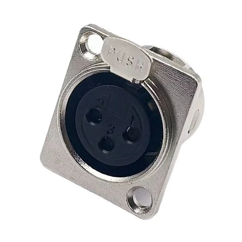 3pin Female Panel Audio Microphone Jack Plug Connector Copper Contact XLR Connector Metal Canon Socket