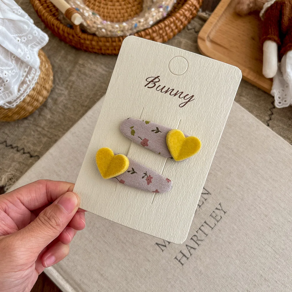 2pcs/lot Floral Love Fabric BB Clip Sweet Girl Hairpin Bangs Side Clip Children's Hair Clip Hairpin Barrettes Hair Accessories image 6