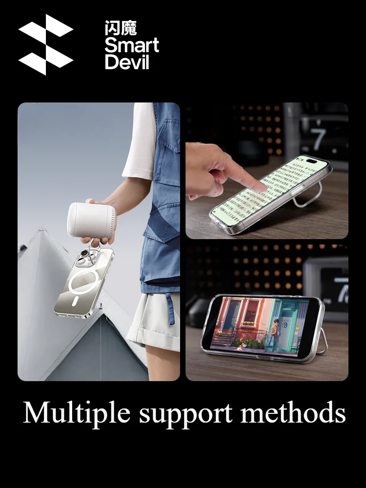 SmartDevil Phone Case with Holder for iPhone 15 Pro Max Lens Stand Cover Magnetic Wireless Charging All-inclusive Phone Case