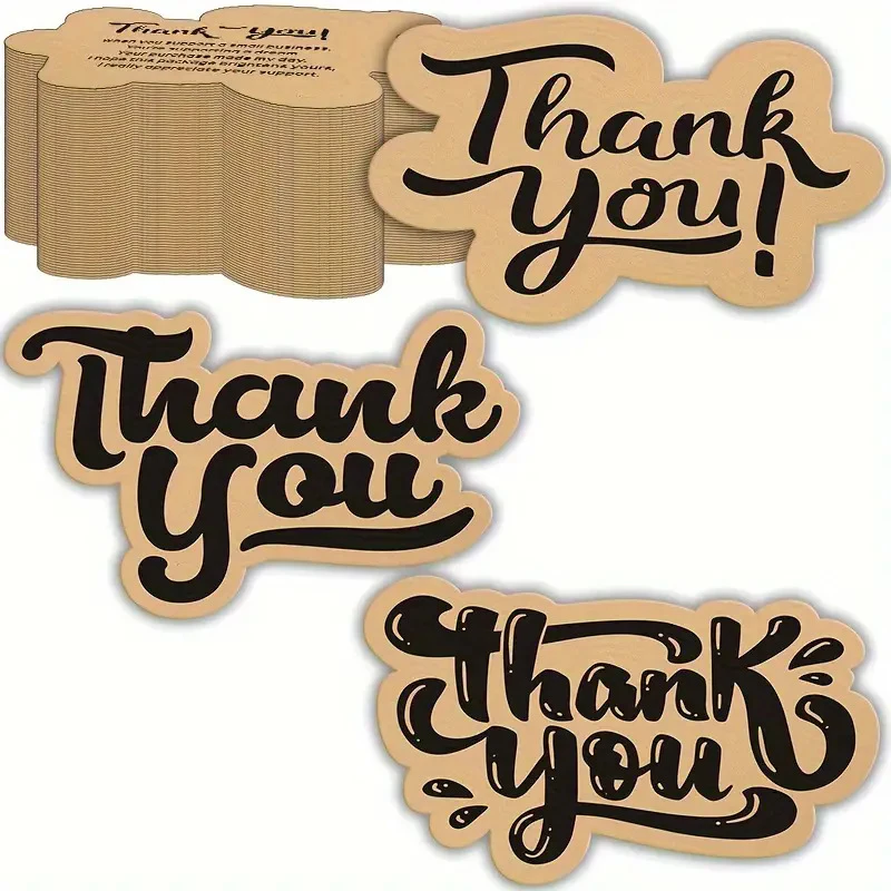 50pcs Thank You Card My Small Business Greeting Cardstock Party Invitation Card  Business Package Handmade With Love Gift Decor