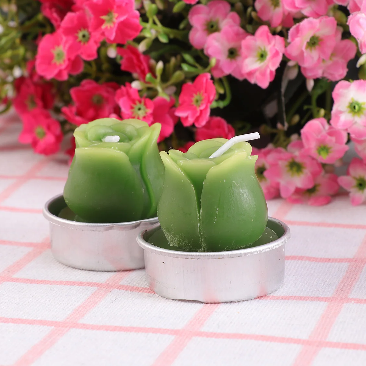 

12Pcs Plant Candles Multi-Color Lifelike Flower Tealight Decor for Birthday Festival Wedding Home Decoration Non-Smoking