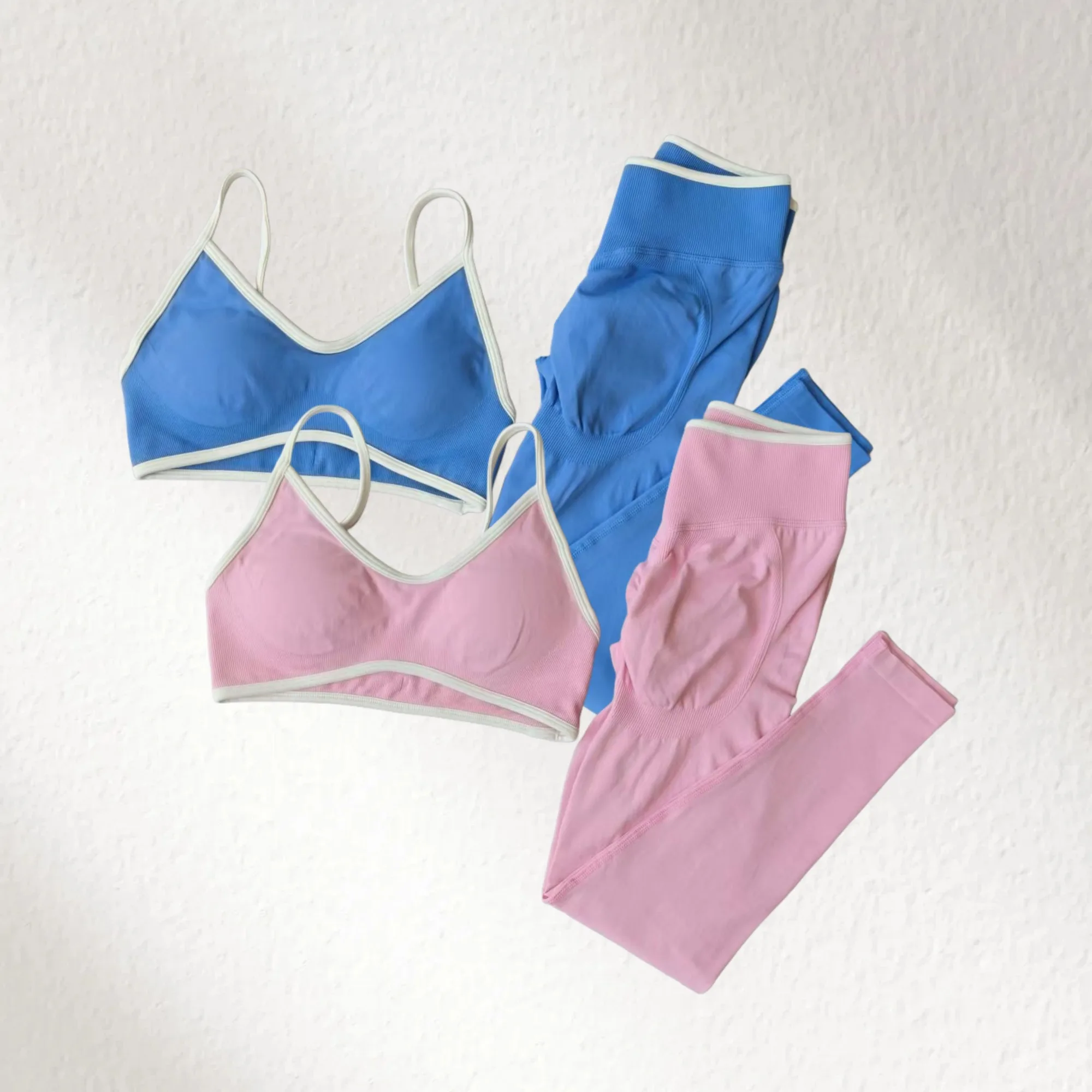 

Two-piece Yoga 2025 Fashion Sports New Flat Replacement Seamless Tight Contrasting Bra Slim and Thin Gym Women's Yoga Trousers