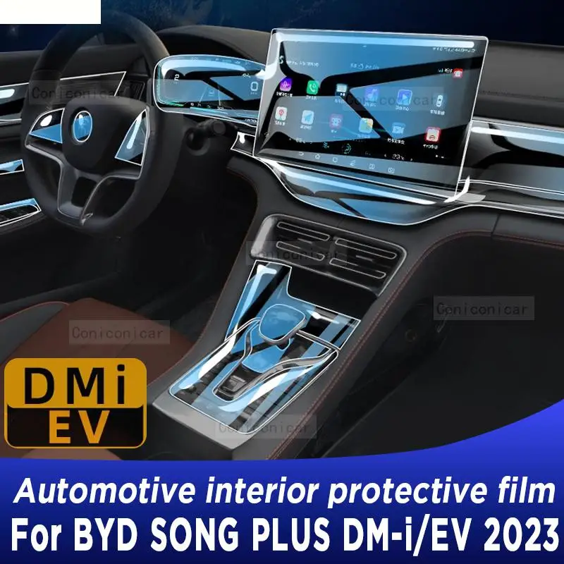 

For BYD SONG Plus DM-i/EV 2023 Gearbox Panel Navigation Automotive Interior Screen TPU Protective Film Cover Anti-Scratch